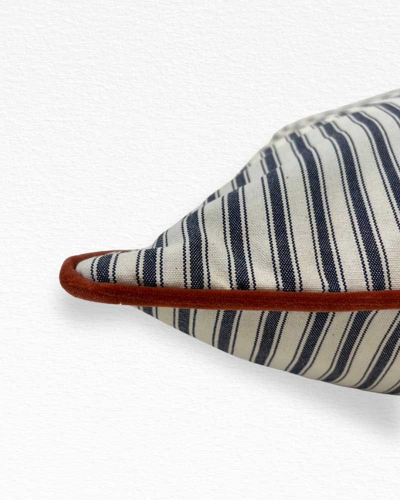 Navy Ticking Striped on White