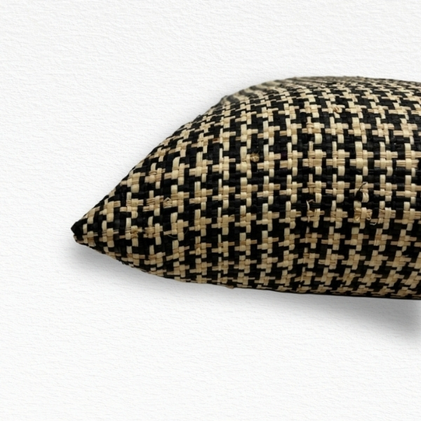 Madagascar Raffia Natural Black Cushion Cover | 60cm x 40cm