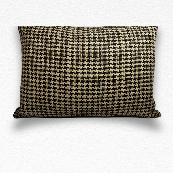 Madagascar Raffia Natural Black woven rectangular cushion cover